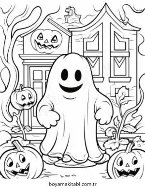 Hayalet boyama sayfası – çocuklar için, çizgi film temalı