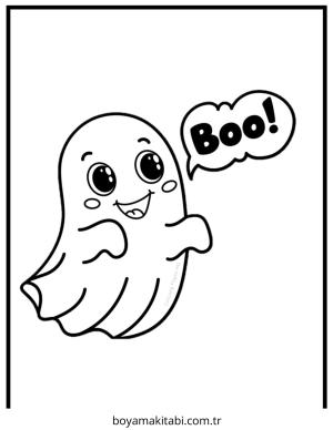 Hayalet boyama sayfası – PDF indir, sevimli karakter