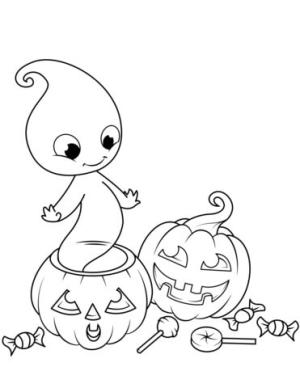 Hayalet boyama sayfası,  coloring page, Sevimli Bebek Hayalet, 