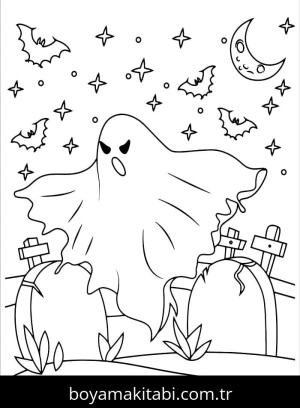 Hayalet boyama sayfası – çocuklar için, çizgi film temalı