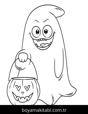 Hayalet boyama sayfası – çizgi film temalı, basit çizim