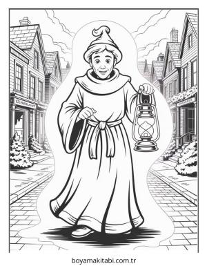 Hayalet boyama sayfası – çizgi film temalı, basit çizim