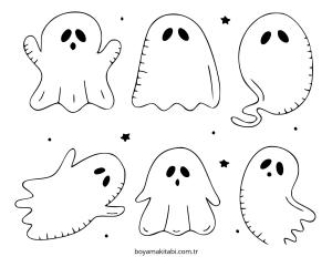 Hayalet boyama sayfası – PDF indir, sevimli karakter