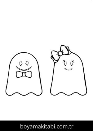Hayalet boyama sayfası – renkli çizimler, okul öncesi