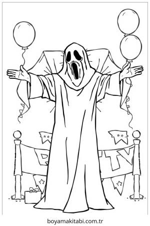 Hayalet boyama sayfası – sevimli karakter, sanatsal çalışma
