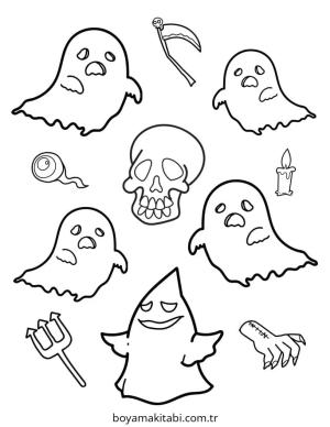 Hayalet boyama sayfası – çocuk aktivitesi, PDF indir