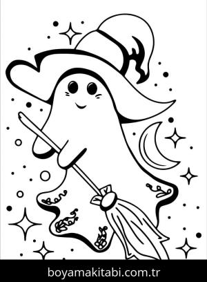 Hayalet boyama sayfası – çocuk aktivitesi, PDF indir