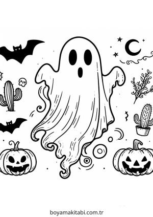 Hayalet boyama sayfası – eğlenceli etkinlik, el becerilerini geliştirir