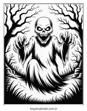 Hayalet boyama sayfası – kolay boyama, eğitici aktivite
