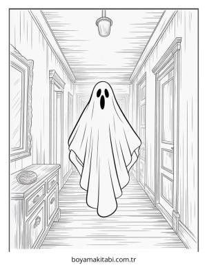 Hayalet boyama sayfası – çocuklar için, çizgi film temalı