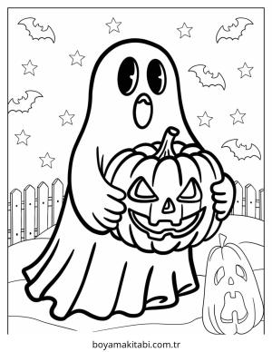 Hayalet boyama sayfası – basit çizim, kolay boyama