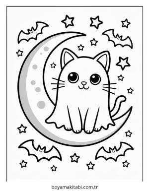 Hayalet boyama sayfası – çocuk aktivitesi, PDF indir