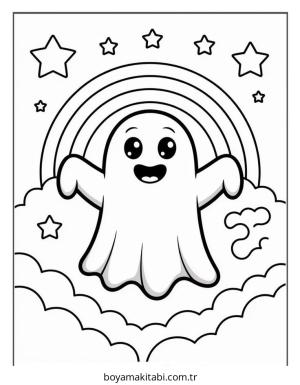 Hayalet boyama sayfası – eğlenceli etkinlik, el becerilerini geliştirir