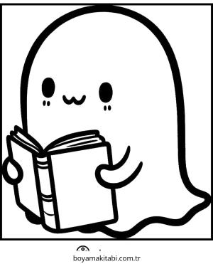 Hayalet boyama sayfası – sevimli karakter, sanatsal çalışma