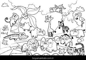 Hayvanat Bahçesi boyama sayfası,  coloring page, , Animals In The Zoo