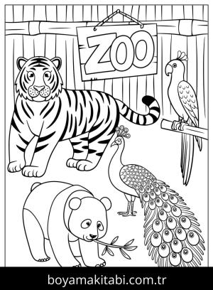 Hayvanat Bahçesi boyama sayfası,  coloring page, , Easy Zoo