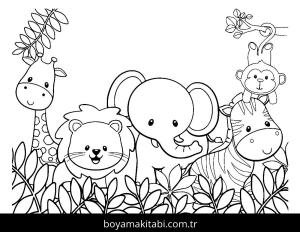 Hayvanat Bahçesi boyama sayfası,  coloring page, , Little Animals In Zoo