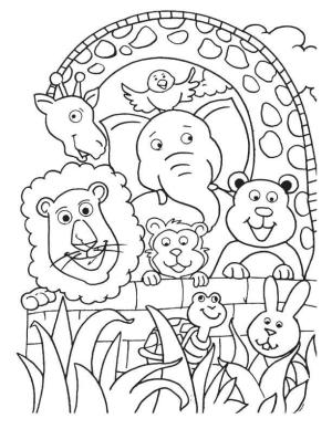 Hayvanat Bahçesi boyama sayfası,  coloring page, Hayvanat Bahçesindeki Hayvan Grubu, 