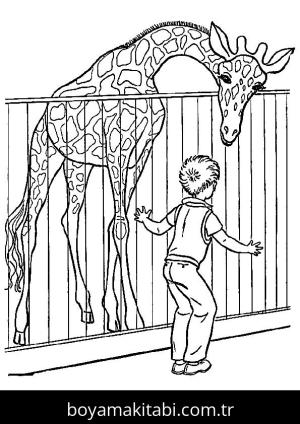 Hayvanat Bahçesi boyama sayfası,  coloring page, , Giraffe In Zoo