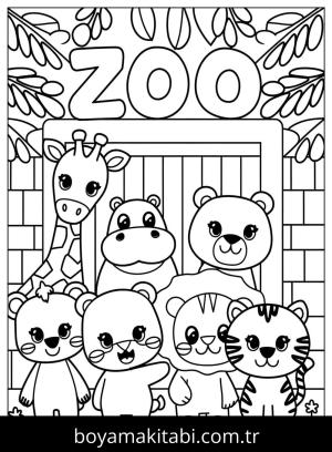 Hayvanat Bahçesi boyama sayfası,  coloring page, , Cute Zoo Animals For Kids