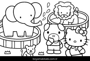 Hayvanat Bahçesi boyama sayfası,  coloring page, , Cute Animals In Zoo