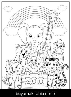 Hayvanat Bahçesi boyama sayfası,  coloring page, , Animals At The Zoo