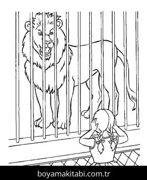 Hayvanat Bahçesi boyama sayfası,  coloring page, , Lion In Zoo