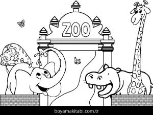 Hayvanat Bahçesi boyama sayfası,  coloring page, , Happy Animals