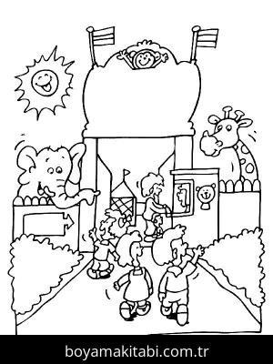 Hayvanat Bahçesi boyama sayfası,  coloring page, , Happy Zoo Animals
