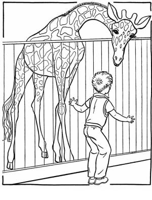 Hayvanat Bahçesi boyama sayfası,  coloring page, Hayvanat Bahçesinin Zürafa ve çocuğu, 