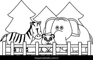 Hayvanat Bahçesi boyama sayfası,  coloring page, , Cute Zoo For Kids