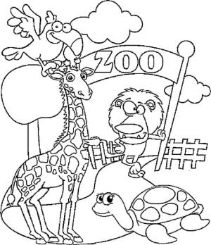 Hayvanat Bahçesi boyama sayfası,  coloring page, Hayvanat Bahçesinde Komik Hayvanlar, 