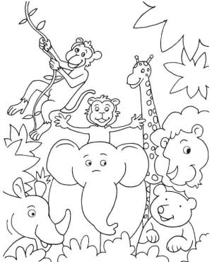 Hayvanlar boyama sayfası,  coloring page, Ormandan gelen dost canlısı bir aile., 