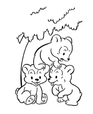 Hayvanlar boyama sayfası,  coloring page, Ağacın altında oynayan oyuncak ayılar, 