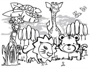 Hayvanlar boyama sayfası,  coloring page, Sevimli Afrika hayvanları, 