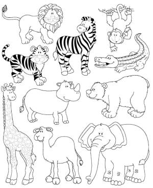 Hayvanlar boyama sayfası,  coloring page, Yağmur ormanı severler, 