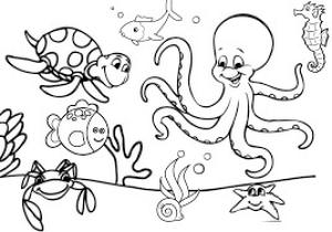 Hayvanlar boyama sayfası,  coloring page, Deniz Hayvanları, 