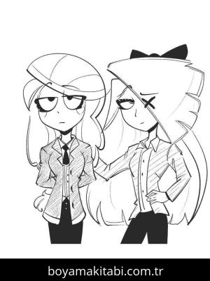 Hazbin Hotel boyama sayfası – el becerilerini geliştirir, boyama çalışması