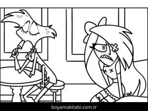 Hazbin Hotel boyama sayfası – çizgi film temalı, basit çizim