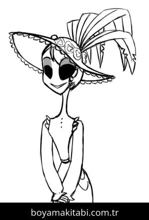 Hazbin Hotel boyama sayfası – sevimli karakter, sanatsal çalışma