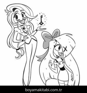 Hazbin Hotel boyama sayfası – çocuk aktivitesi, PDF indir