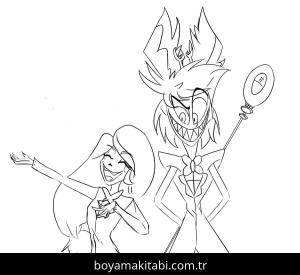 Hazbin Hotel boyama sayfası – eğlenceli etkinlik, el becerilerini geliştirir