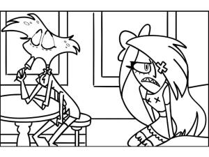 Hazbin Hotel boyama sayfası,  coloring page, Hazbin Hotel’den Angel Dust ve Vaggie’yi çizin, 