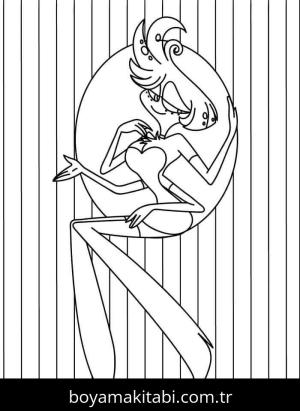 Hazbin Hotel boyama sayfası – sanatsal çalışma, çocuklar için