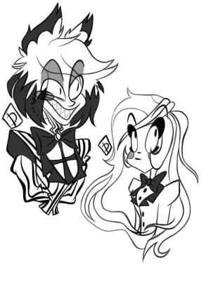 Hazbin Hotel boyama sayfası,  coloring page, Hazbin Hotel’den Charlie Magne ve Alastor’u çizin, 