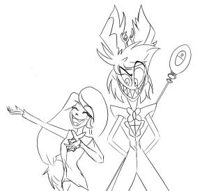 Hazbin Hotel boyama sayfası,  coloring page, Charlie Magne ve Alastor’u çizin, 