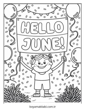 Haziran boyama sayfası – kolay boyama, eğitici aktivite