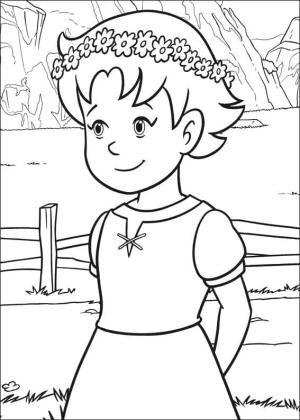 Heidi boyama sayfası,  coloring page, Heidi Gülümsüyor, 