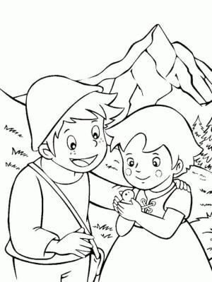 Heidi boyama sayfası,  coloring page, Heidi ve arkadaşı, 