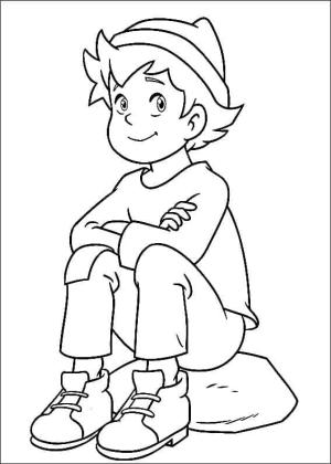 Heidi boyama sayfası,  coloring page, Heidi’den Peter, 